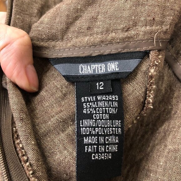 Chapter ONE Linen Cotton Brown Zig-Zag Hem A-Line Skirt Sz 12 - Picture 9 of 9